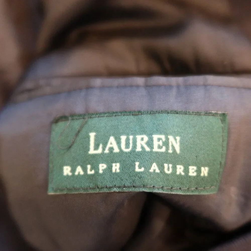 RALPH LAUREN mens wool cashmere blazer plaid dark navy 44R 2 button sports jackt